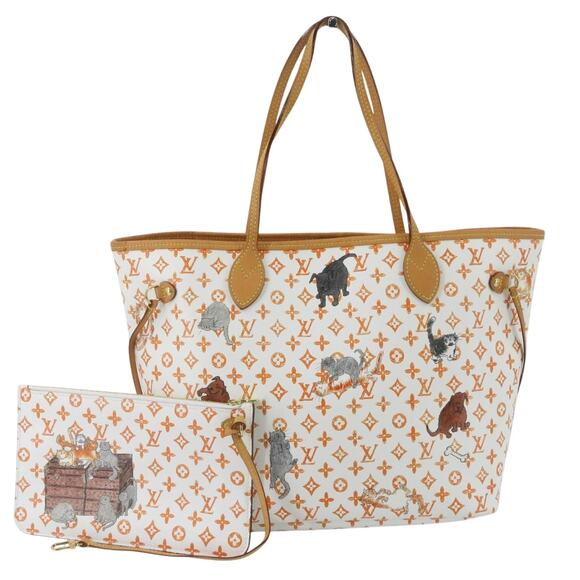 Louis Vuitton Catogram Neverfull Bag Ivory MM Grace Coddington Cat LV RARE tote - Picture 16 of 16